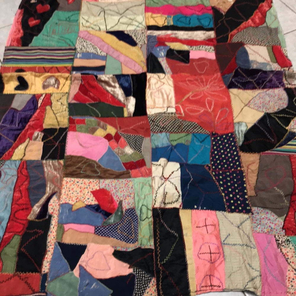 Vintage 🪡🧵 ❤️ 🪡🧵crazy quilt - Picture 3 of 12